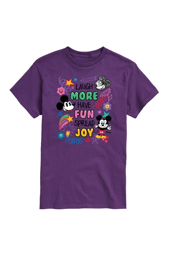 - Mickey Mouse - Laugh More, Have Fun, Spread Joy - Men's Short Sleeve Graphic T-Shirt