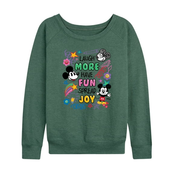 Disney - Mickey Mouse - Laugh More, Have Fun, Spread Joy - Women's Lightweight French Terry Long Sleeve Shirt
