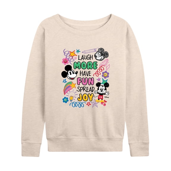 Disney - Mickey Mouse - Laugh More, Have Fun, Spread Joy - Women's Lightweight French Terry Long Sleeve Shirt