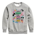 thumbnail image 1 of Disney - Mickey Mouse - Laugh More, Have Fun, Spread Joy - Youth Crewneck Fleece Sweatshirt, 1 of 5