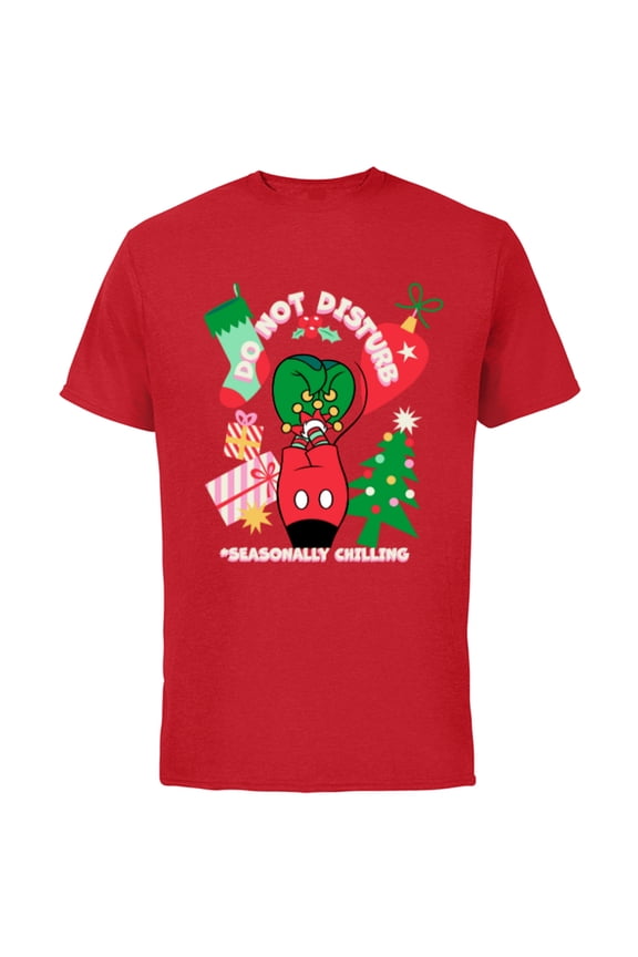 Mickey Mouse Legs Christmas Chilling Do Not Disturb - Short Sleeve Cotton T-Shirt for Adults - Customized-Red
