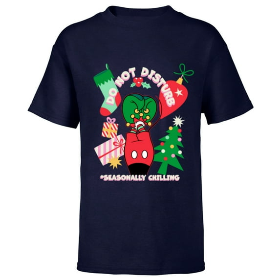 Disney Mickey Mouse Legs Christmas Chilling Do Not Disturb - Short Sleeve T-Shirt for Kids - Customized-Navy