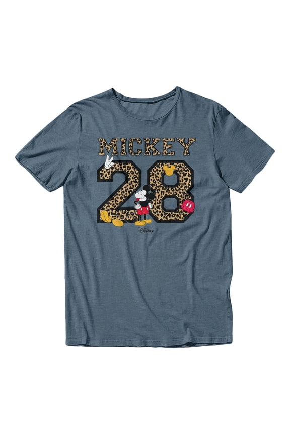 Mickey Mouse Leopard Print 28 Men's T Shirt (Heather Indigo, S-XXXL)