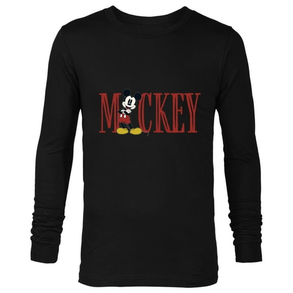 Disney Mickey Mouse Lettering Classic - Long Sleeve T-Shirt for Men – Customized-Black