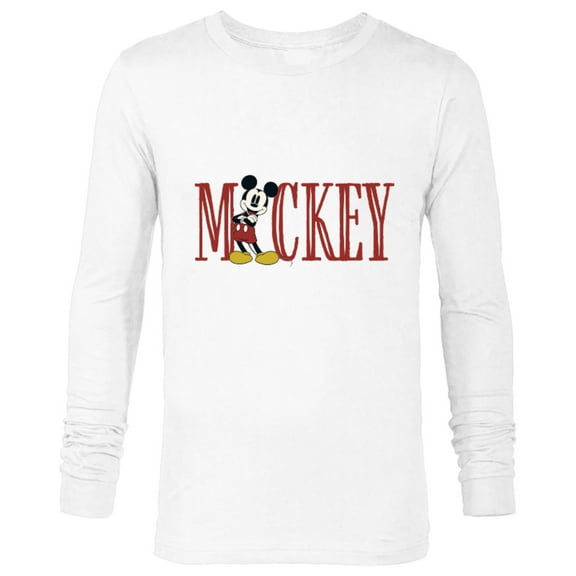 Disney Mickey Mouse Lettering Classic - Long Sleeve T-Shirt for Men – Customized-White