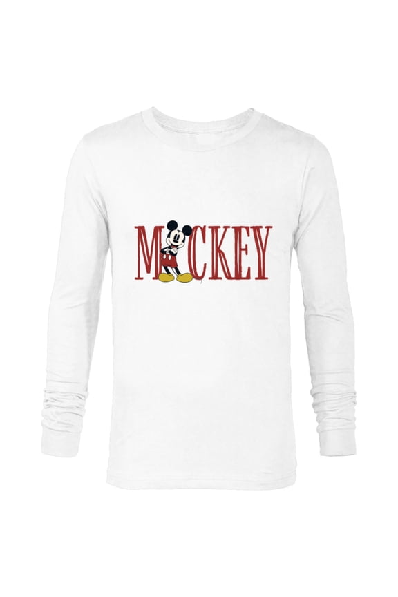 Mickey Mouse Lettering Classic - Long Sleeve T-Shirt for Men – Customized-White