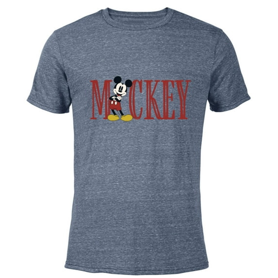 Disney Mickey Mouse Lettering Classic - Short Sleeve Blended T-Shirt for Adults – Customized-Navy Heather