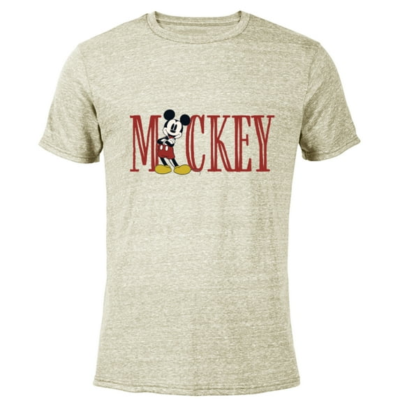 Disney Mickey Mouse Lettering Classic - Short Sleeve Blended T-Shirt for Adults – Customized-Yellow