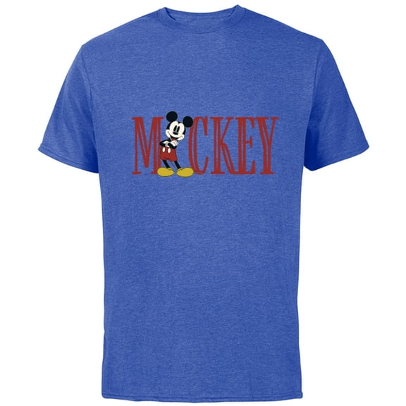 Disney Mickey Mouse Lettering Classic - Short Sleeve Cotton T-Shirt for Adults - Customized-Royal Heather