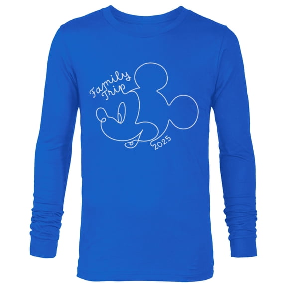 Disney Mickey Mouse Line Drawing Family Trip Vacation 2025 - Long Sleeve T-Shirt for Men - Customized-Navy