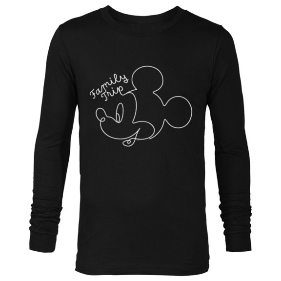 Disney Mickey Mouse Line Drawing Family Trip Vacation - Long Sleeve T-Shirt for Men - Customized-Black