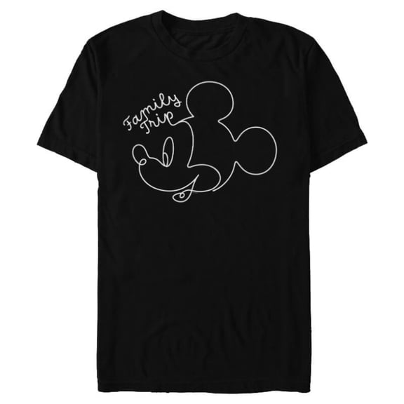 Disney Mickey Mouse Line Drawing Family Trip Vacation - Short Sleeve Blended T-Shirt for Adults - Customized-Black
