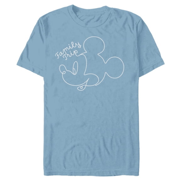 Disney Mickey Mouse Line Drawing Family Trip Vacation - Short Sleeve Blended T-Shirt for Adults - Customized-Ocean Blue
