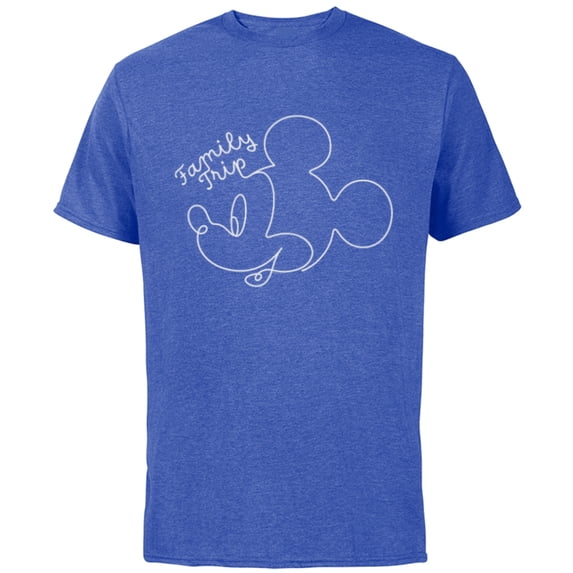 Disney Mickey Mouse Line Drawing Family Trip Vacation - Short Sleeve Cotton T-Shirt for Adults - Customized-Royal Heather