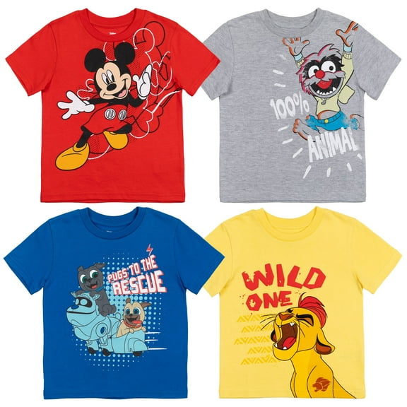 Disney Puppy Dog Pals Mickey Mouse Little Boys 4 Pack T-Shirts Infant to Little Kid
