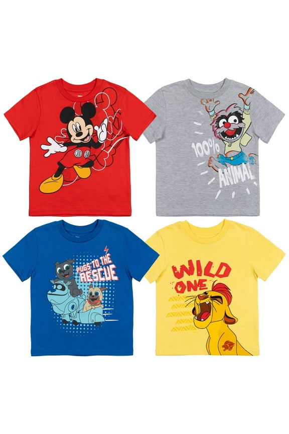 Puppy Dog Pals Mickey Mouse Toddler Boys 4 Pack T-Shirts Infant to Little Kid