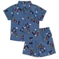 thumbnail image 1 of Disney Mickey Mouse Little Boys Chambray Hawaiian Button Down Shirt and Shorts Outfit Set Blue 6, 1 of 5