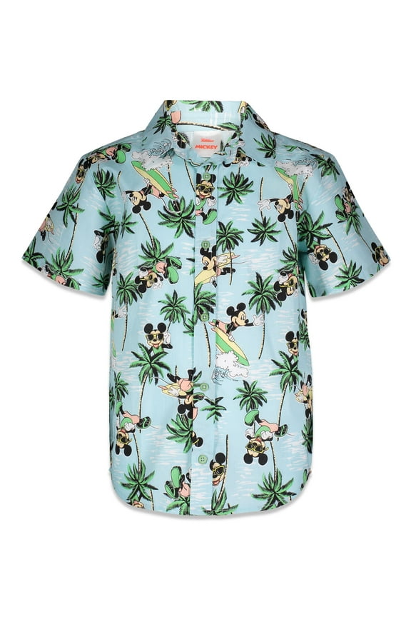 Mickey Mouse Little Boys Hawaiian Button Down Dress Shirt