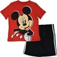 thumbnail image 1 of Disney Mickey Mouse Little Boys Pullover Graphic T-Shirt & Mesh Shorts Red-Black 7, 1 of 5