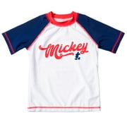 Disney Mickey Mouse Little Boys Rash Guard Swim Shirt White 7-8