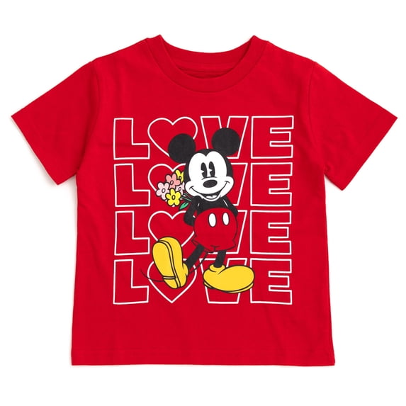 Disney Mickey Mouse Little Boys' Short Sleeve Graphic T-Shirt Flower Red