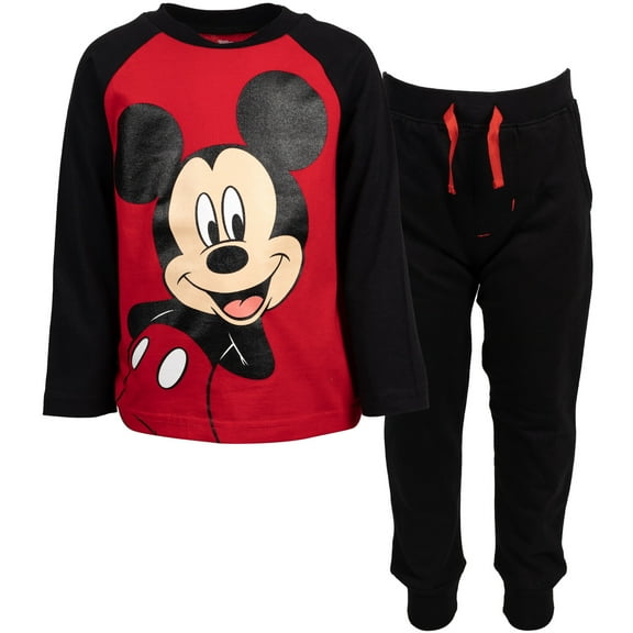 Disney Mickey Mouse Little Boys T-Shirt and French Terry Pants Toddler to Big Kid