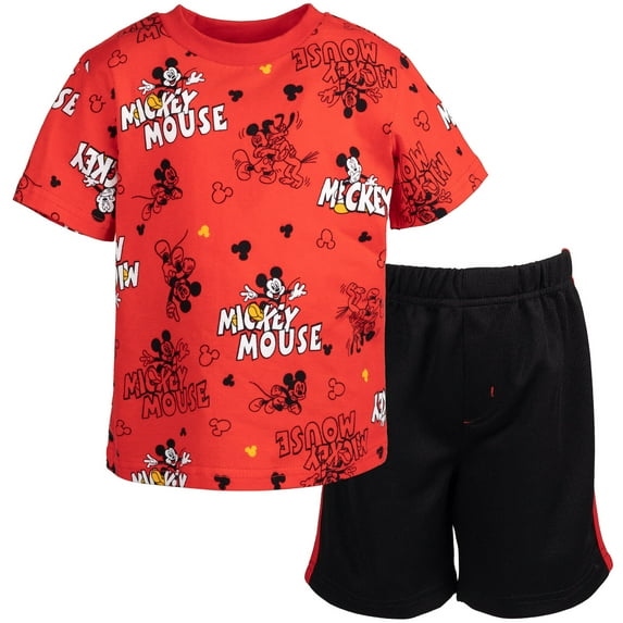 Disney Mickey Mouse Little Boys T-Shirt and Shorts Outfit Set Toddler to Little Kid