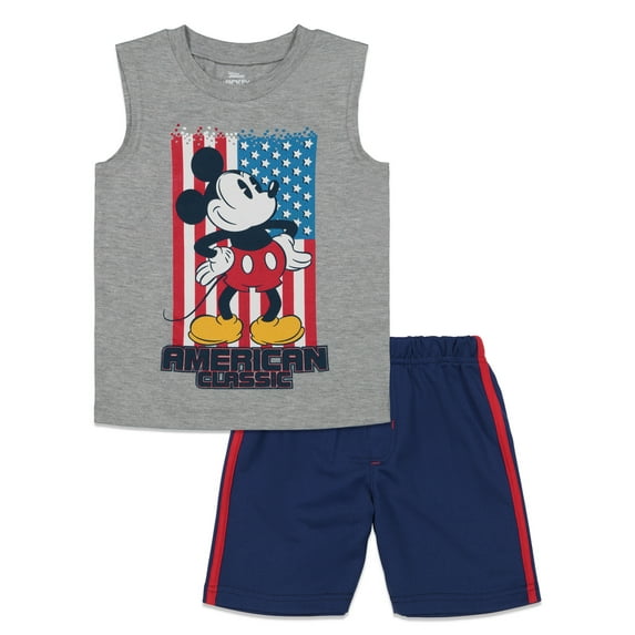 Disney Mickey Mouse Little Boys Tank Top and Mesh Shorts Toddler to Little Kid