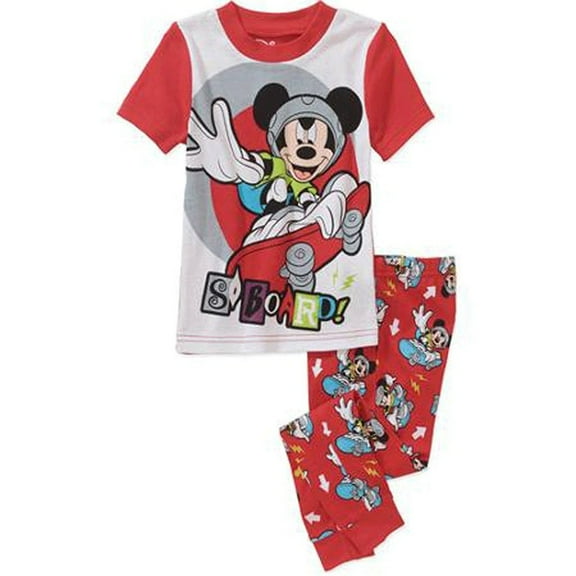 Disney Mickey Mouse Little Boys Toddler 2 Piece Pajamas Set Red (4T)