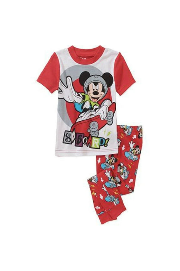 Mickey Mouse Little Boys Toddler 2 Piece Pajamas Set Red (4T)