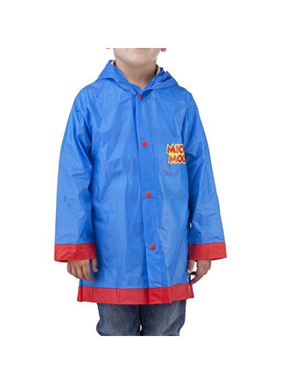 Mickey Mouse Little Boys' Waterproof Outwear Hooded Rain Slicker - Toddler and Little Kid