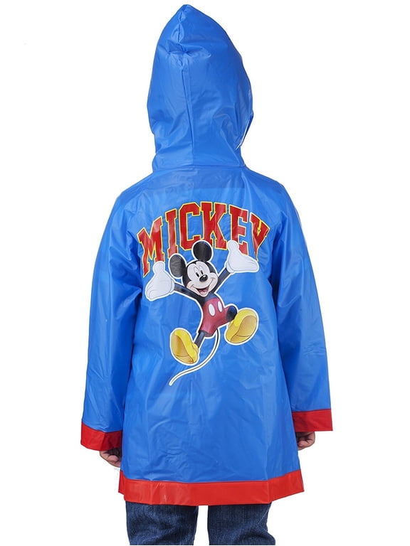 Mickey Mouse Little Boys' Waterproof Outwear Hooded Rain Slicker - Toddler