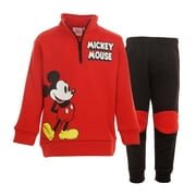 Disney Full Sleeve Zip Up Pullover Jogger Micky Mouse Print Outfit Set (Little Boys)