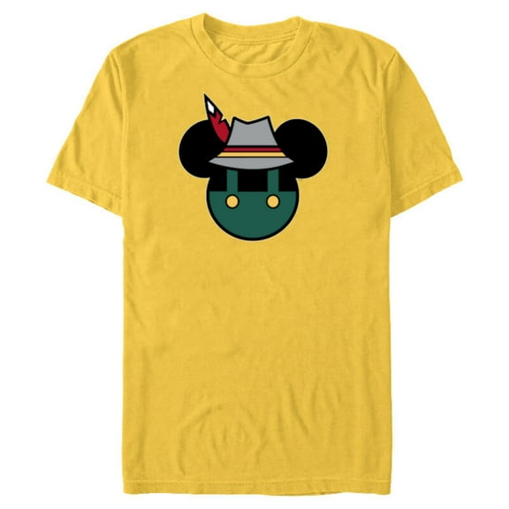 Disney Mickey Mouse Logo Oktoberfest German Hat & Lederhosen - Short Sleeve Blended T-Shirt for Adults - Customized-Yellow