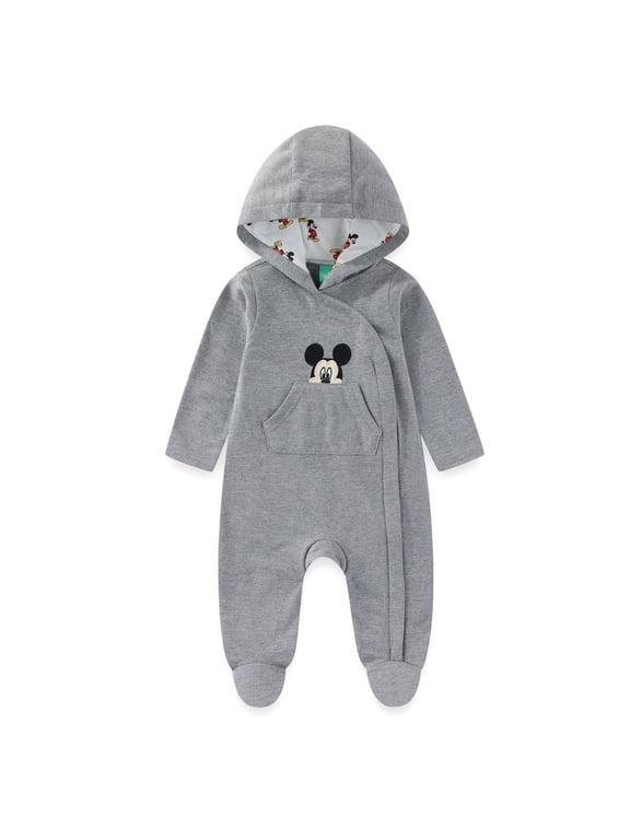 Mickey Mouse Long Sleeve Hooded Coverall Footies Romper (Baby Boys), Sizes 3M-9M