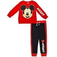 thumbnail image 1 of Disney Mickey Mouse Long Sleeve Shirt and Jogger Pant Set for Boys, Comfy Active Wear for Kids, Red, Size 5, 1 of 5