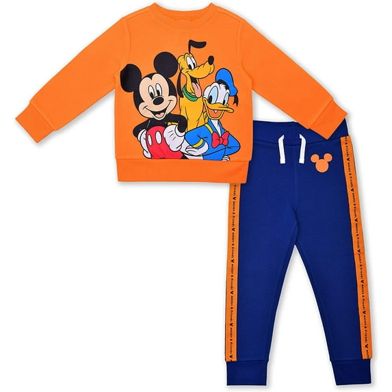 Disney Mickey Mouse Long Sleeve Shirt and Jogger Pant Set for Boys, Comfy Active Wear for Kids