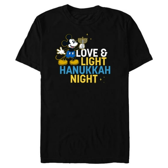 Disney Mickey Mouse Love & Light Happy Hanukkah - Short Sleeve Blended T-Shirt for Adults - Customized-Black