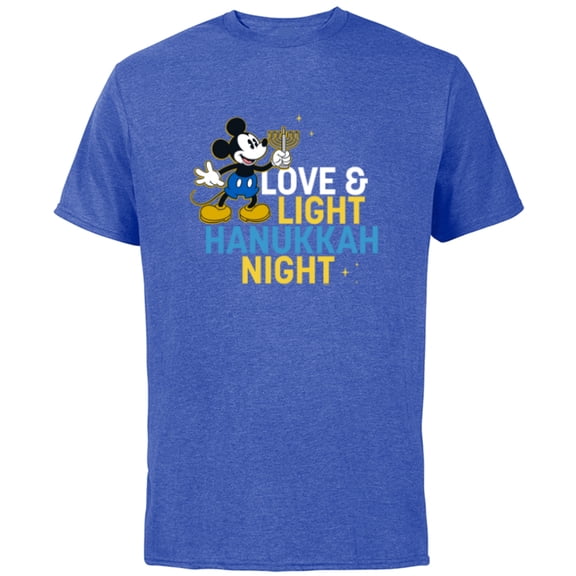 Disney Mickey Mouse Love & Light Happy Hanukkah - Short Sleeve Cotton T-Shirt for Adults - Customized-Royal Heather