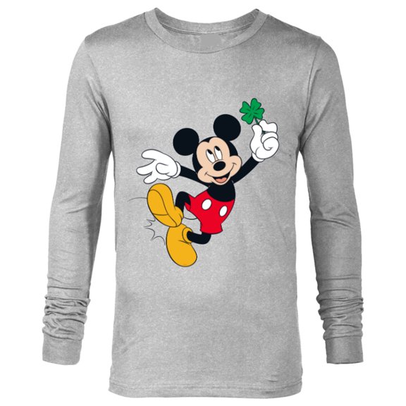 Disney Mickey Mouse Lucky Four-Leaf Clover St. Patrick's Day - Long Sleeve T-Shirt for Men - Customized-Athletic Heather