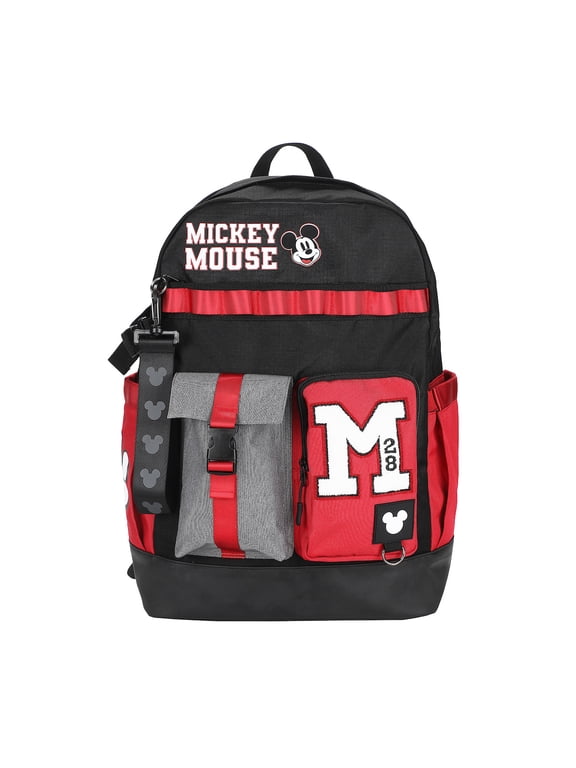 Disney Mickey Mouse M Adult Laptop Backpack, 18.5-Inch, Black and Red