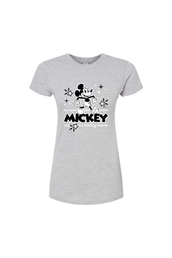 - Mickey Mouse - Making Moves - Juniors Fitted Graphic T-Shirt