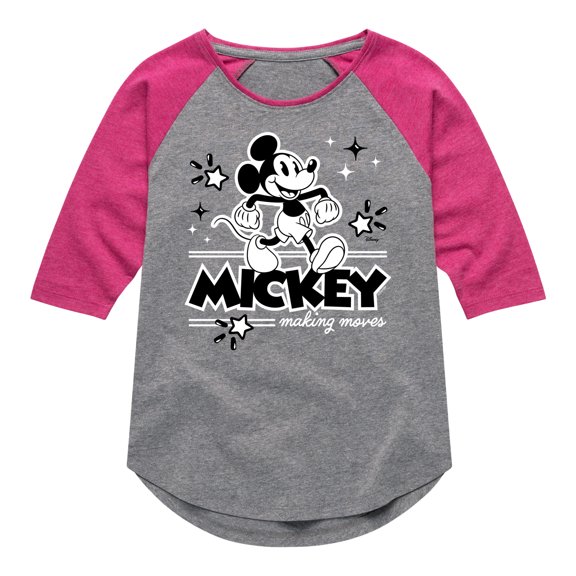 Disney - Mickey Mouse Making Moves - Toddler & Youth Girls Raglan Graphic T-Shirt