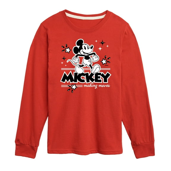 Disney - Mickey Mouse Making Moves - Youth Long Sleeve Graphic T-Shirt