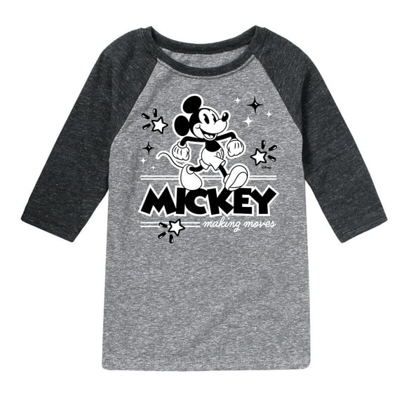 Disney - Mickey Mouse Making Moves - Youth Raglan Graphic T-Shirt