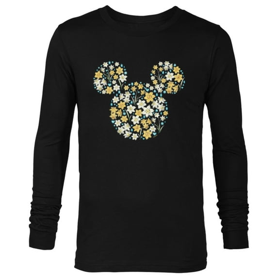 Disney Mickey Mouse March Birth Month Birthstone & Flowers - Long Sleeve T-Shirt for Men - Customized-Black