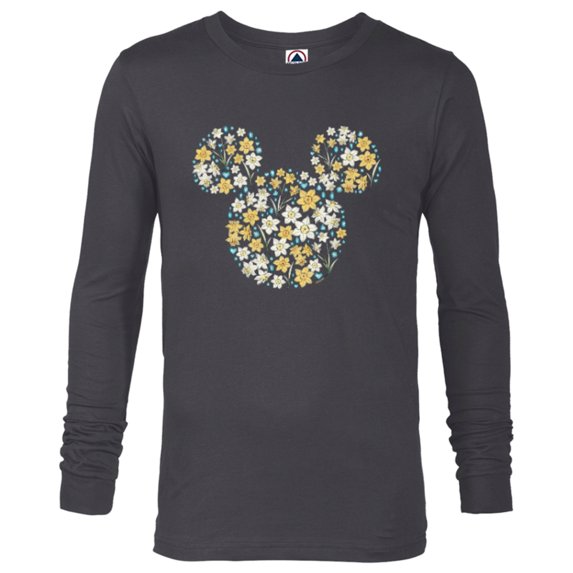 Disney Mickey Mouse March Birth Month Birthstone & Flowers - Long Sleeve T-Shirt for Men - Customized-Charcoal Heather