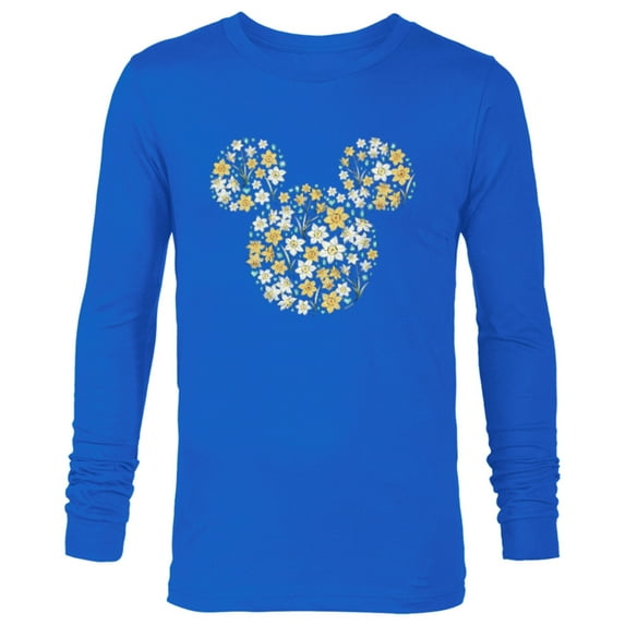 Disney Mickey Mouse March Birth Month Birthstone & Flowers - Long Sleeve T-Shirt for Men - Customized-Navy