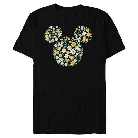 Disney Mickey Mouse March Birth Month Birthstone & Flowers - Short Sleeve Blended T-Shirt for Adults - Customized-Black