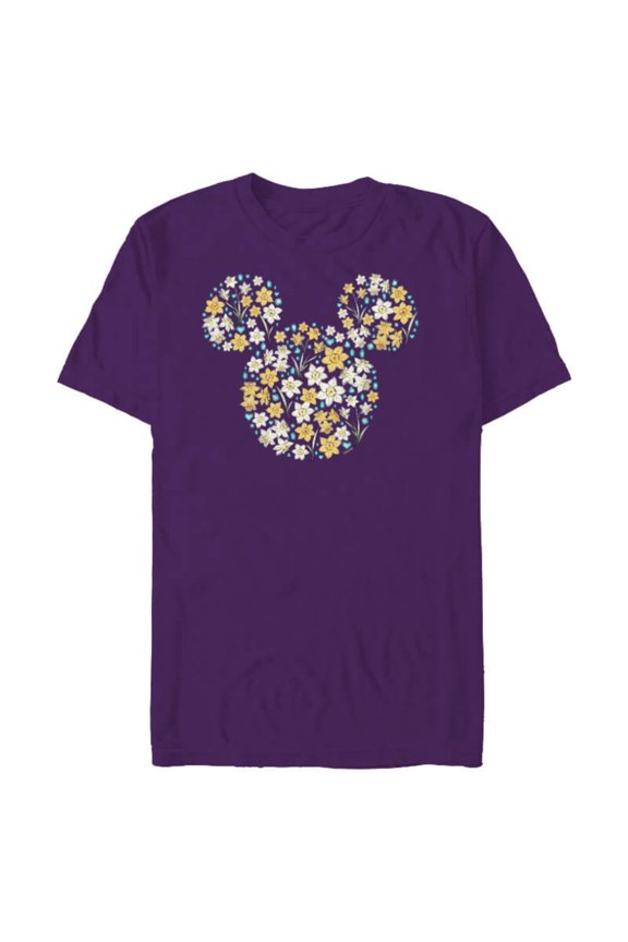 Mickey Mouse March Birth Month Birthstone & Flowers - Short Sleeve Blended T-Shirt for Adults - Customized-Purple